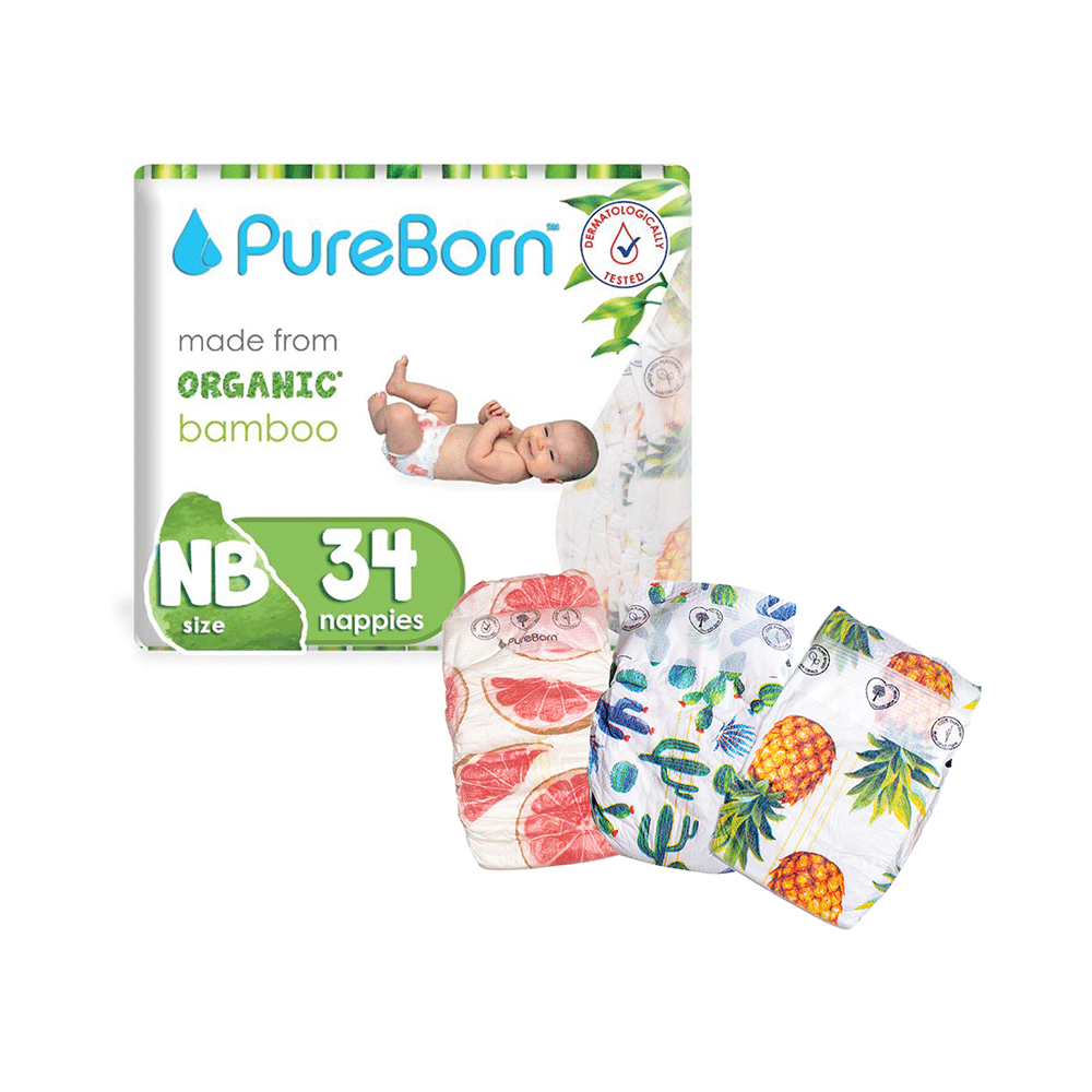 PureBorn Printed Nappies NB - Image 1