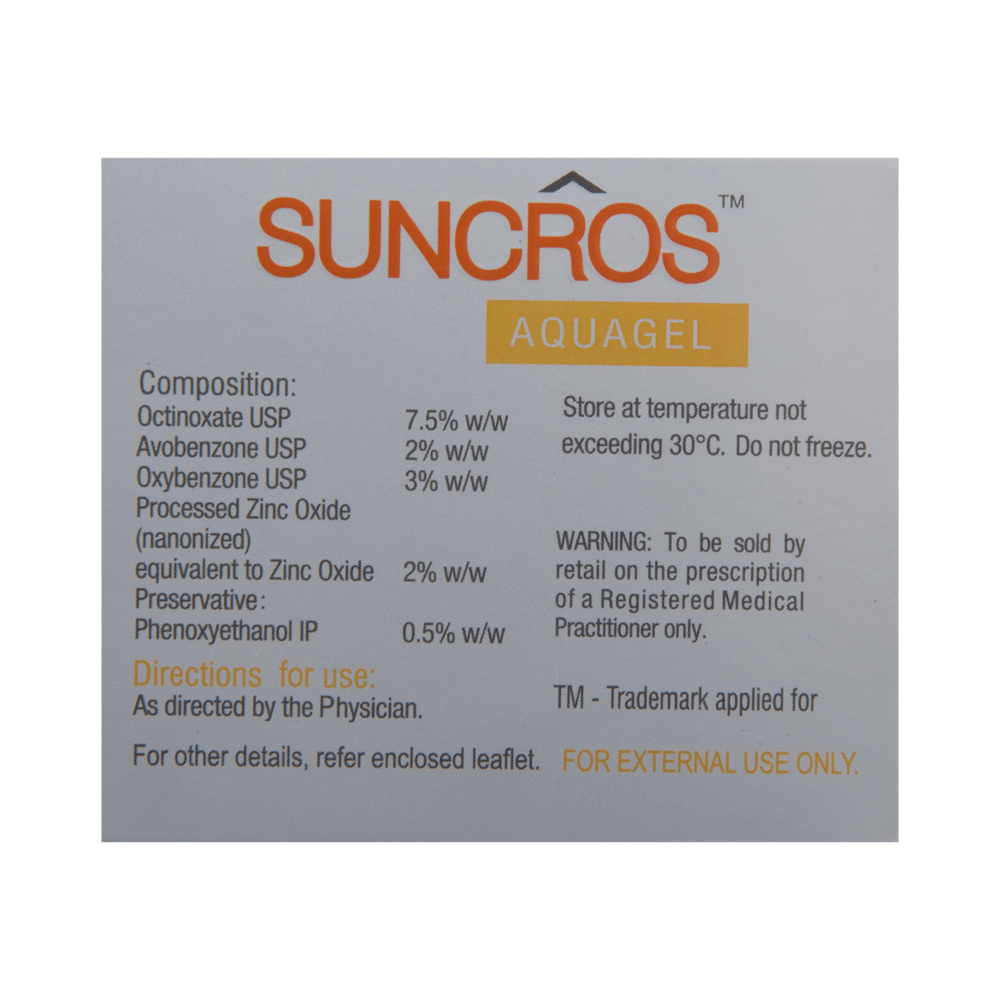 Suncros SPF 26 Aqua Sunscreen with Zinc Oxide | Water Resistant Gel - Image 3
