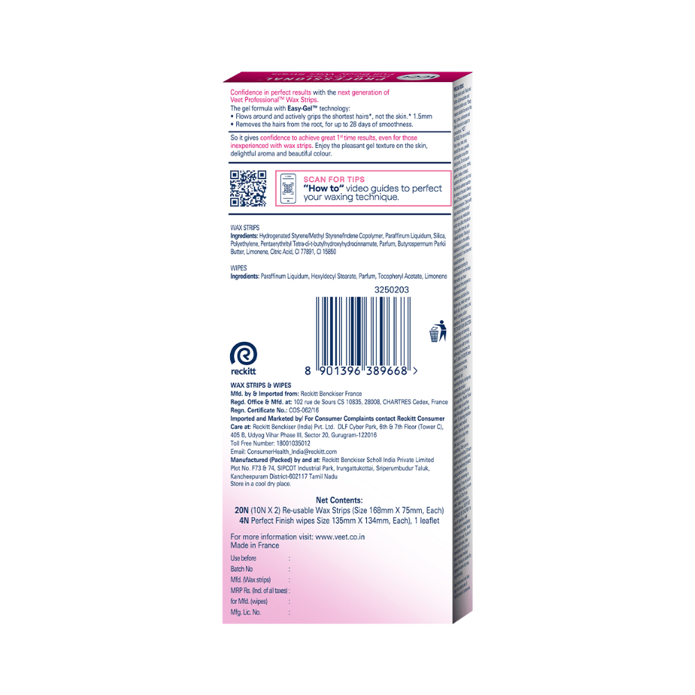 Veet Professional Waxing Strips Kit 20 Strips | Gel Wax Hair Removal for Women | Up to 28 Days of Smoothness | No Wax Heater or Wax Beans Required for Normal Skin - Image 2