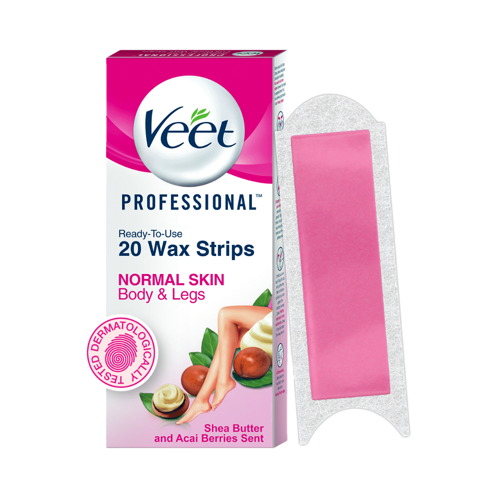Veet Professional Waxing Strips Kit 20 Strips | Gel Wax Hair Removal for Women | Up to 28 Days of Smoothness | No Wax Heater or Wax Beans Required for Normal Skin - Image 1