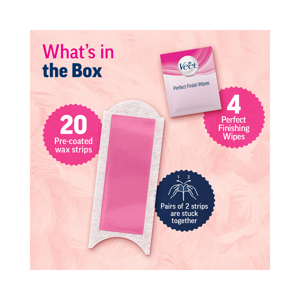 Veet Professional Waxing Strips Kit 20 Strips | Gel Wax Hair Removal for Women | Up to 28 Days of Smoothness | No Wax Heater or Wax Beans Required for Normal Skin - Image 8