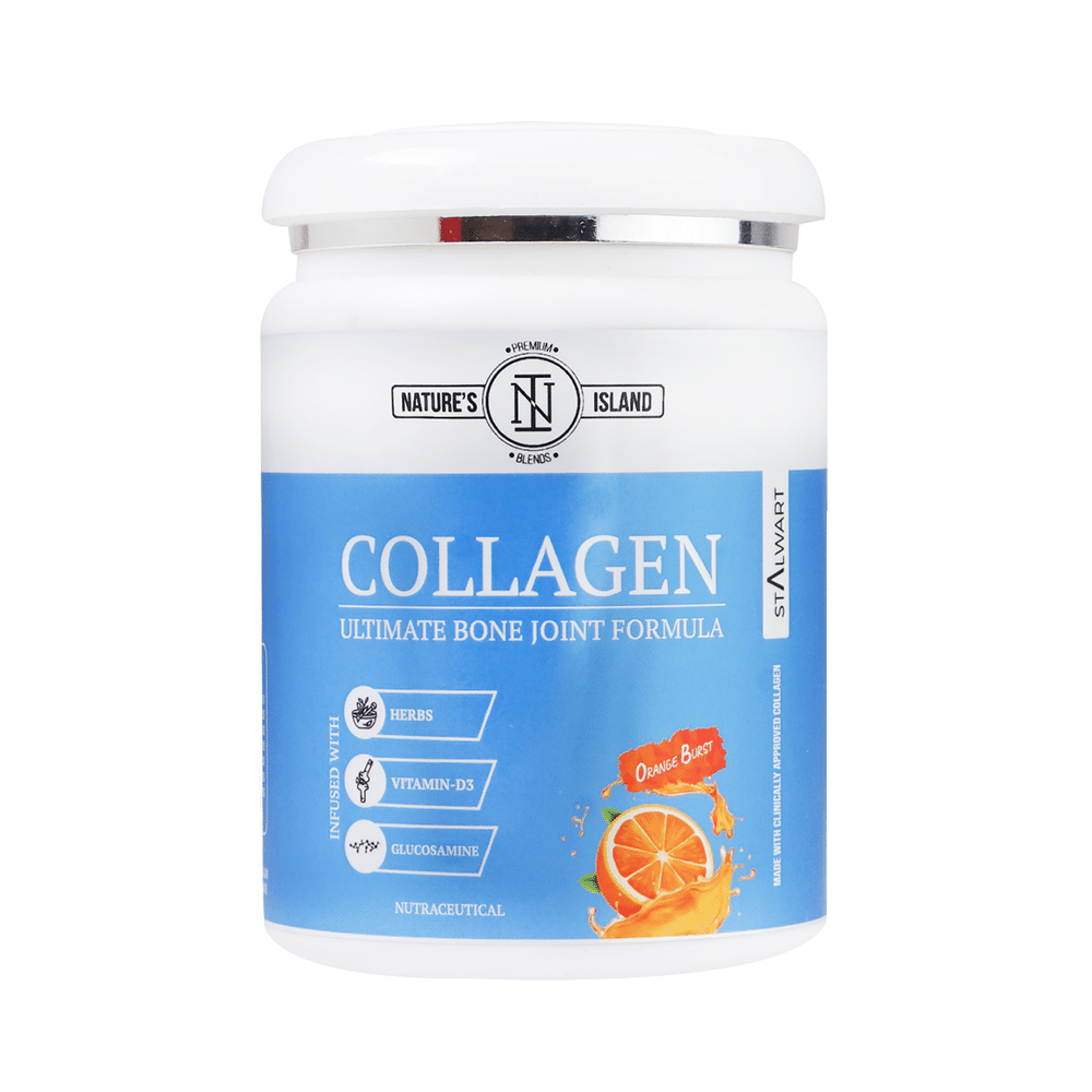 Nature's Island Collagen Ultimate Bone Joint Formula | With Vitamin D3 & Glucosamine | Flavour Orange Burst