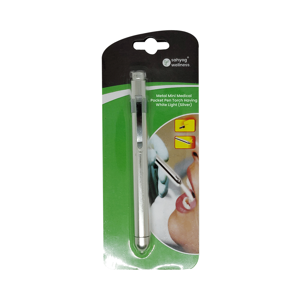 Sahyog Wellness Metal Mini Medical Pocket Pen Torch with White Light Silver