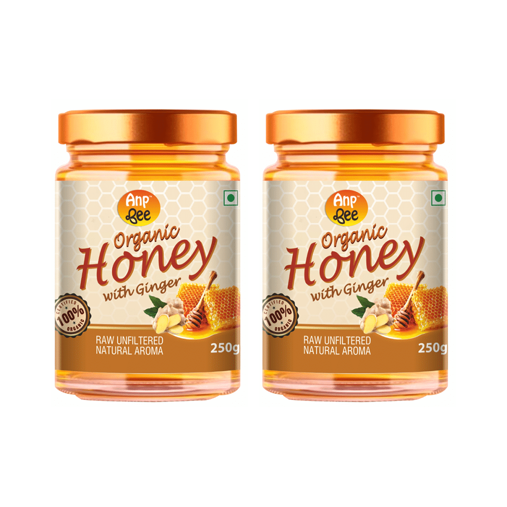 Anp Bee Organic Honey with Ginger (250gm Each) Raw Unfiltered