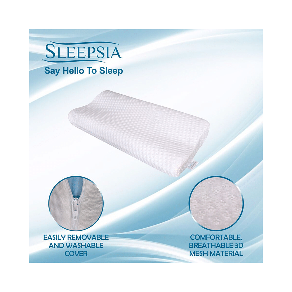 Sleepsia Gel Infused Medium Visco Memory Foam Pillow Contour Shape White - Image 3