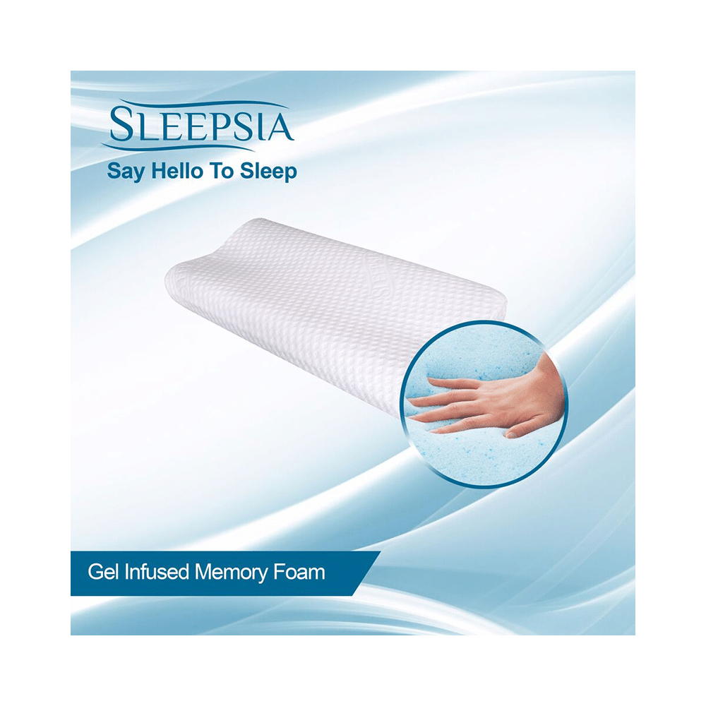 Sleepsia Gel Infused Medium Visco Memory Foam Pillow Contour Shape White - Image 2