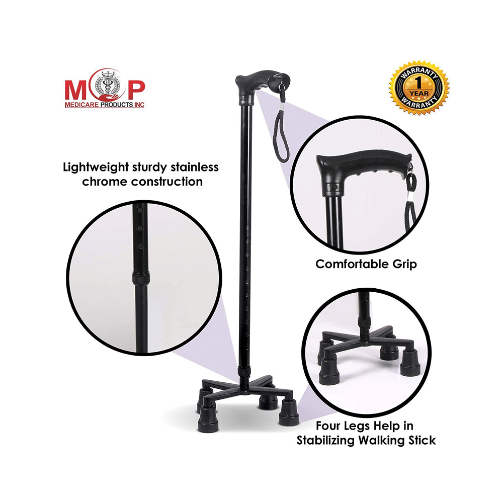 MCP Jindal Quad Walking Stick Black - Image 2