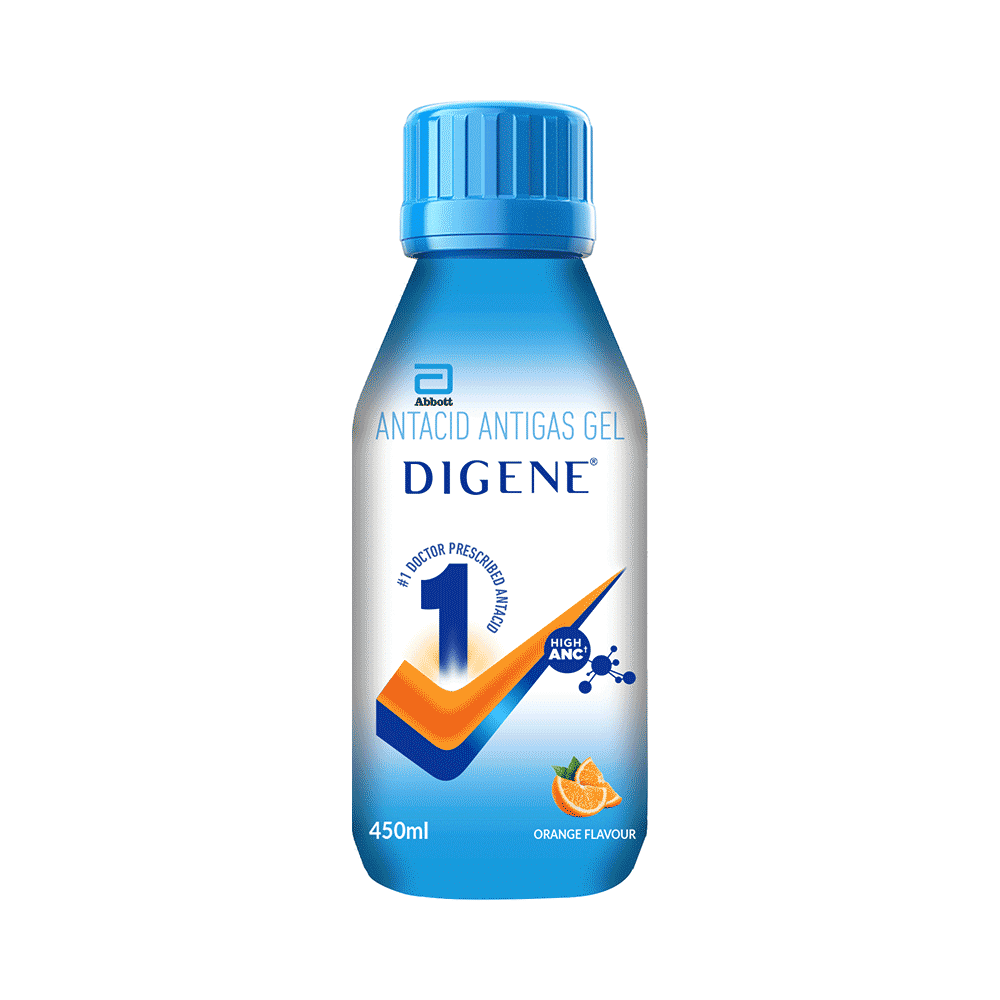 Digene Antacid Antigas Gel | For Acidity, Gas, Heartburn & Bloated Stomach Relief | Flavour Orange