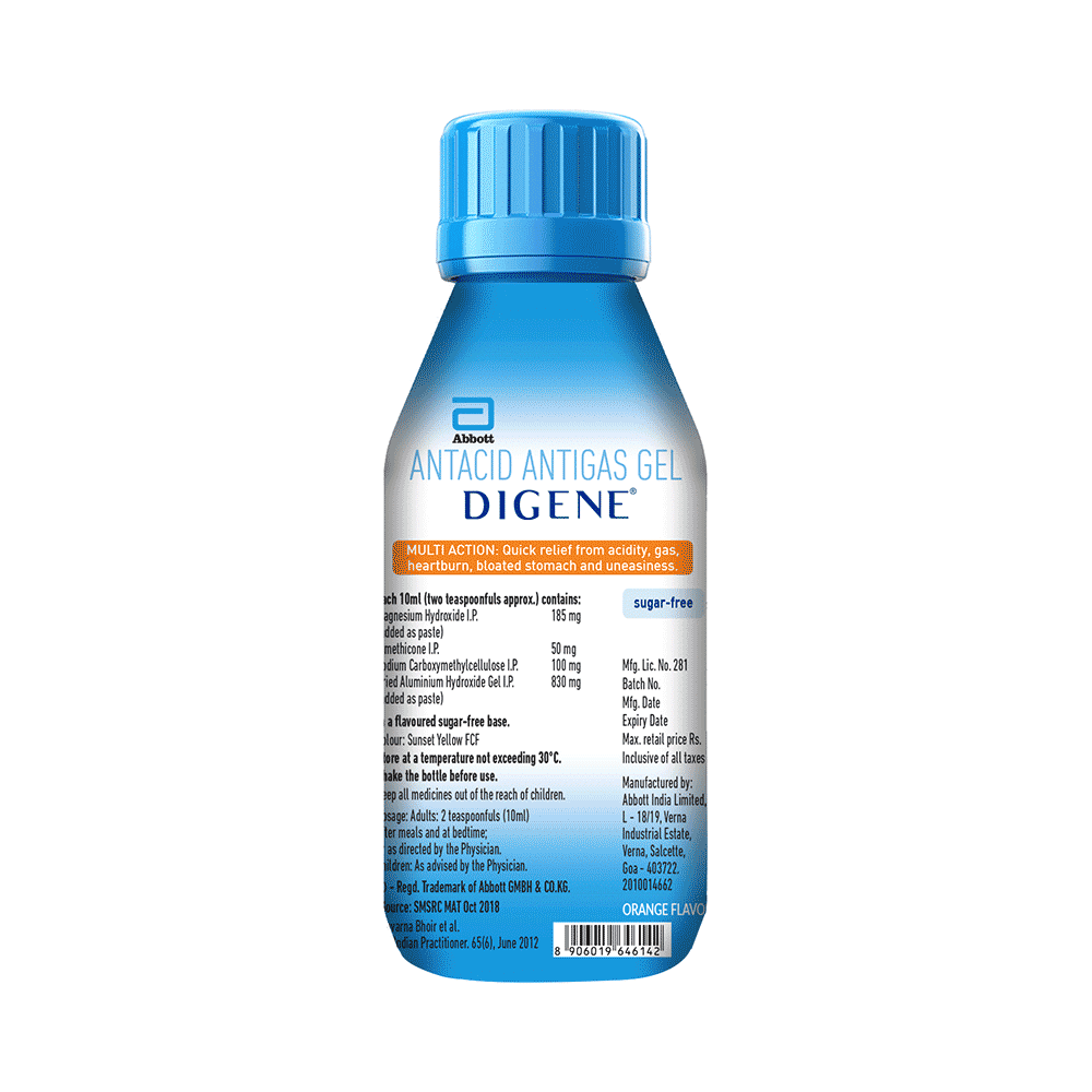 Digene Antacid Antigas Gel | For Acidity, Gas, Heartburn & Bloated Stomach Relief | Flavour Orange - Image 2