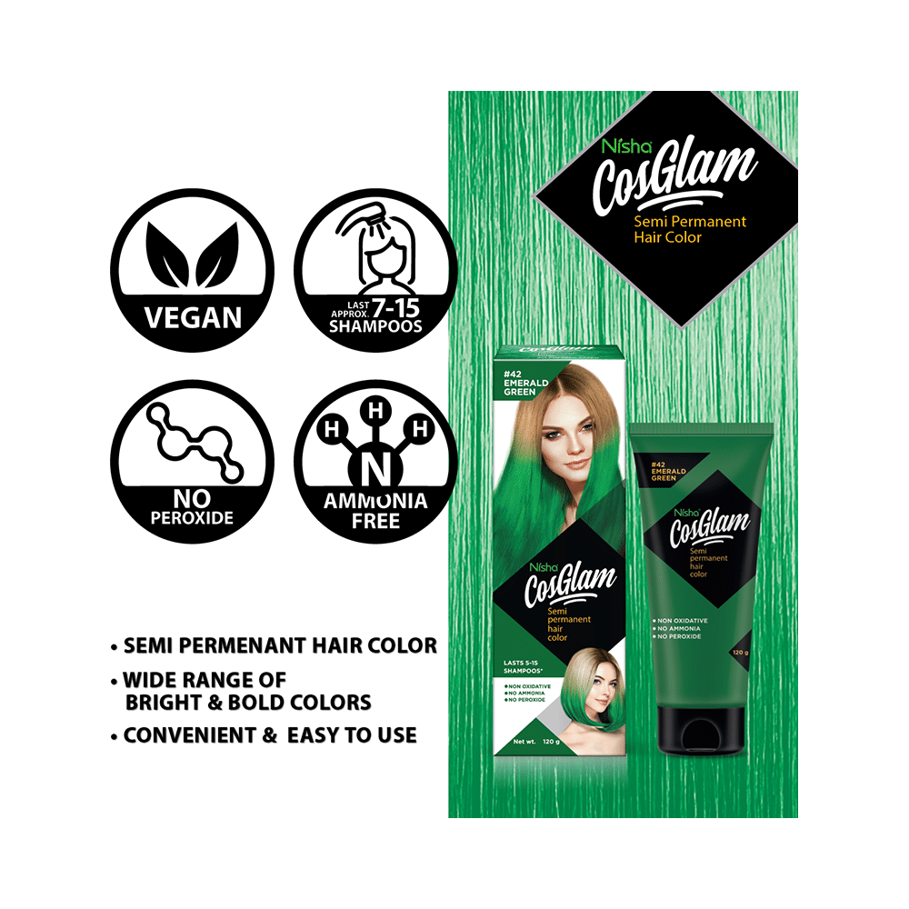 Nisha Cosglam Semi Permanent Hair Color Emerald Green - Image 11