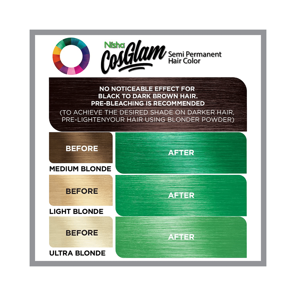 Nisha Cosglam Semi Permanent Hair Color Emerald Green - Image 6
