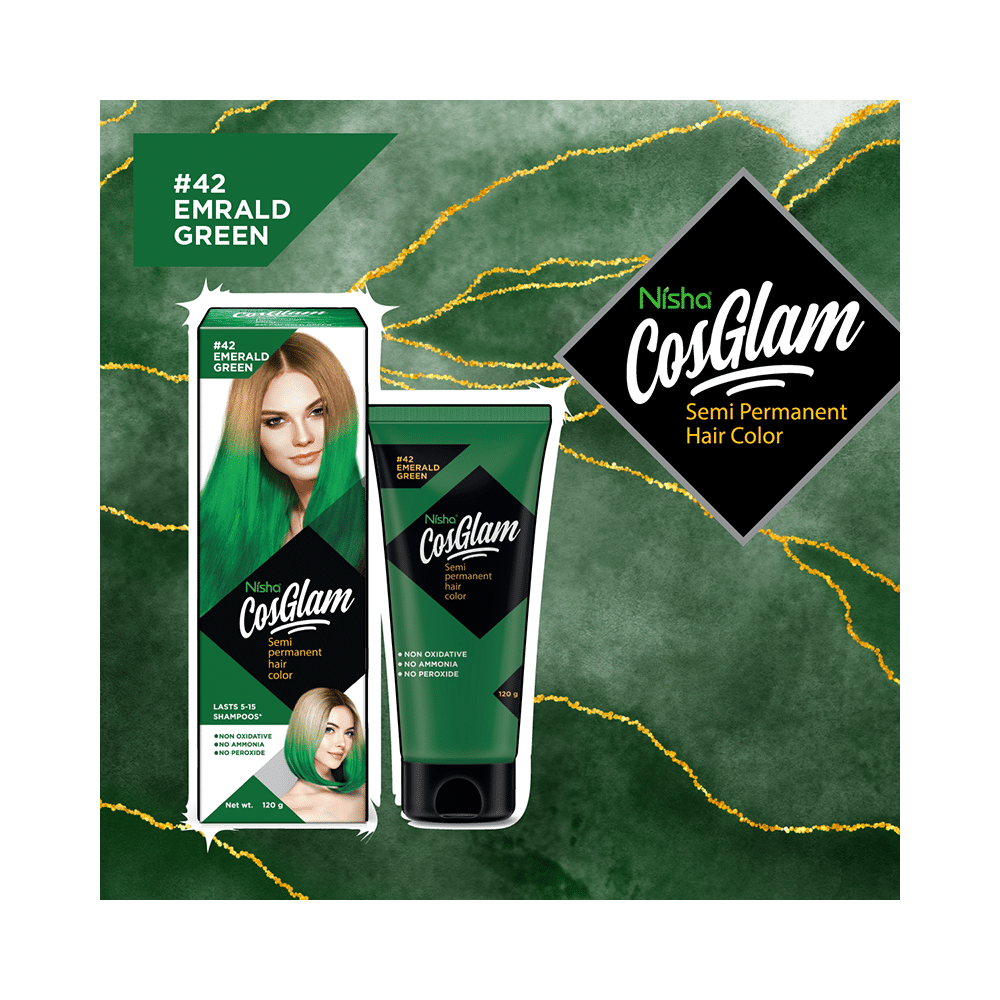 Nisha Cosglam Semi Permanent Hair Color Emerald Green - Image 7