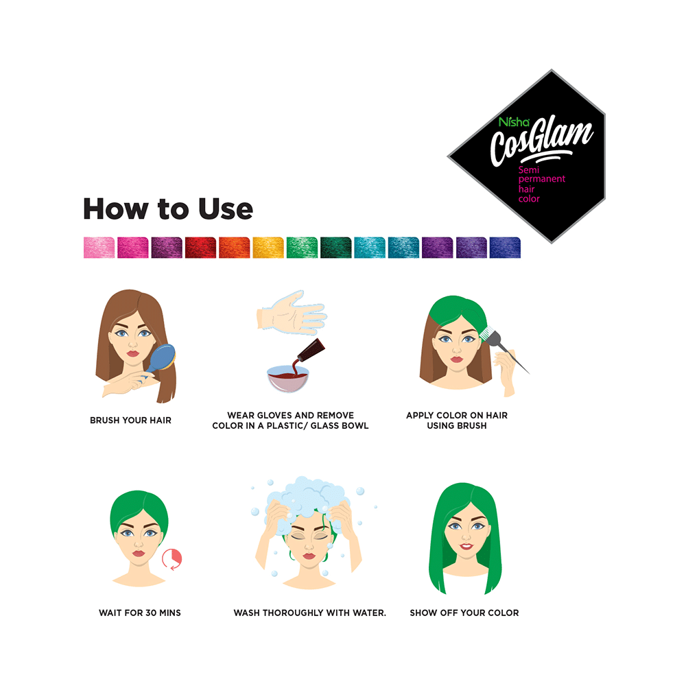 Nisha Cosglam Semi Permanent Hair Color Emerald Green - Image 5