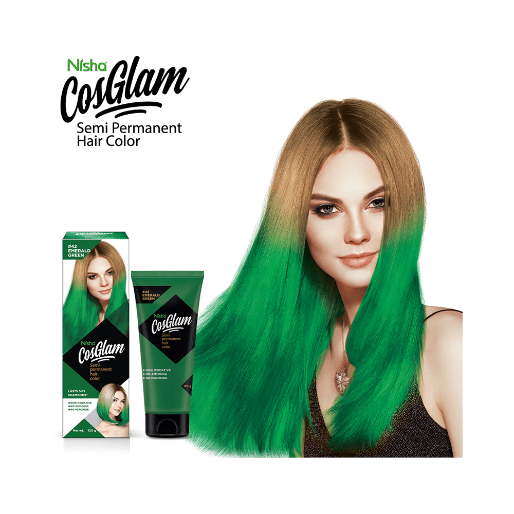 Nisha Cosglam Semi Permanent Hair Color Emerald Green - Image 4