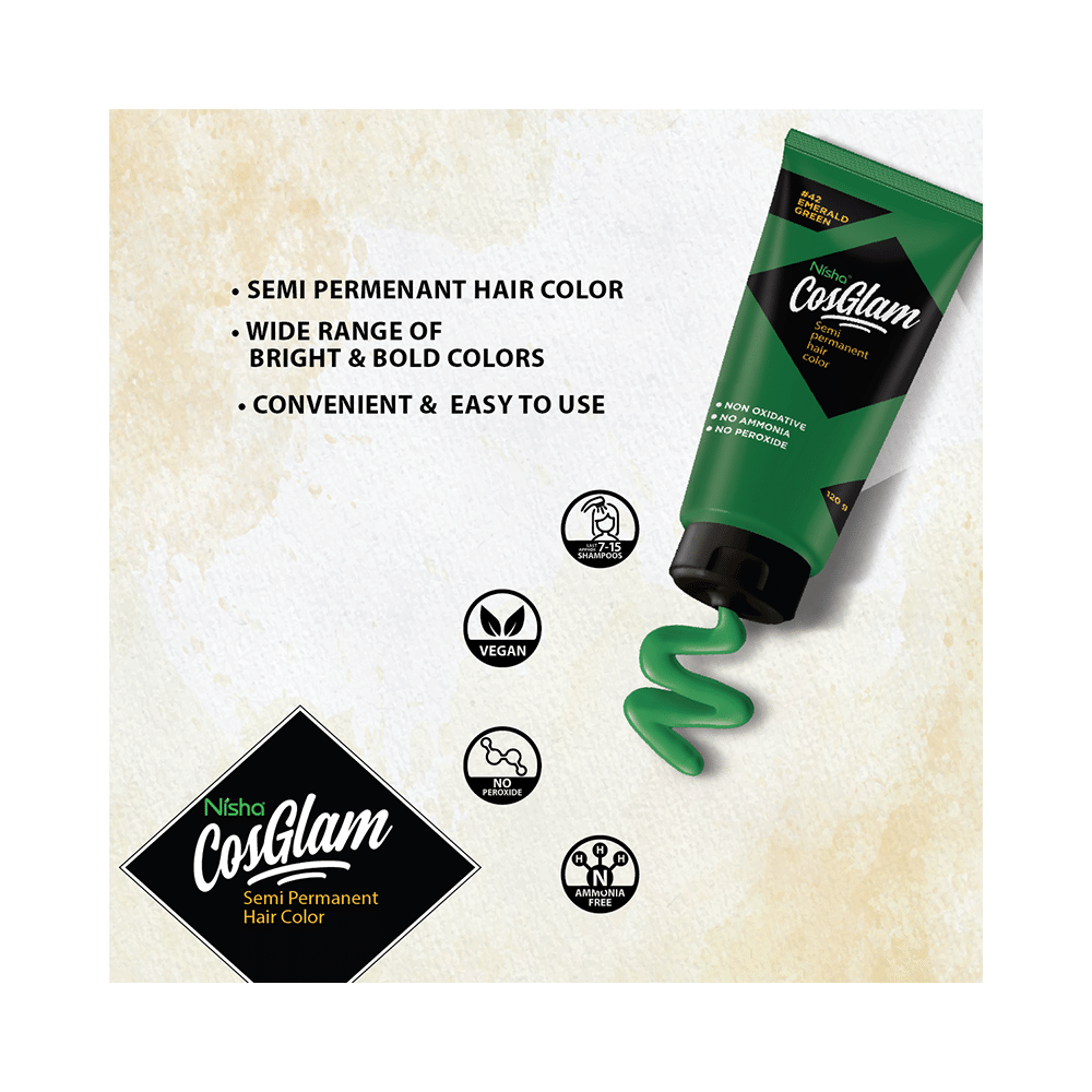 Nisha Cosglam Semi Permanent Hair Color Emerald Green - Image 8