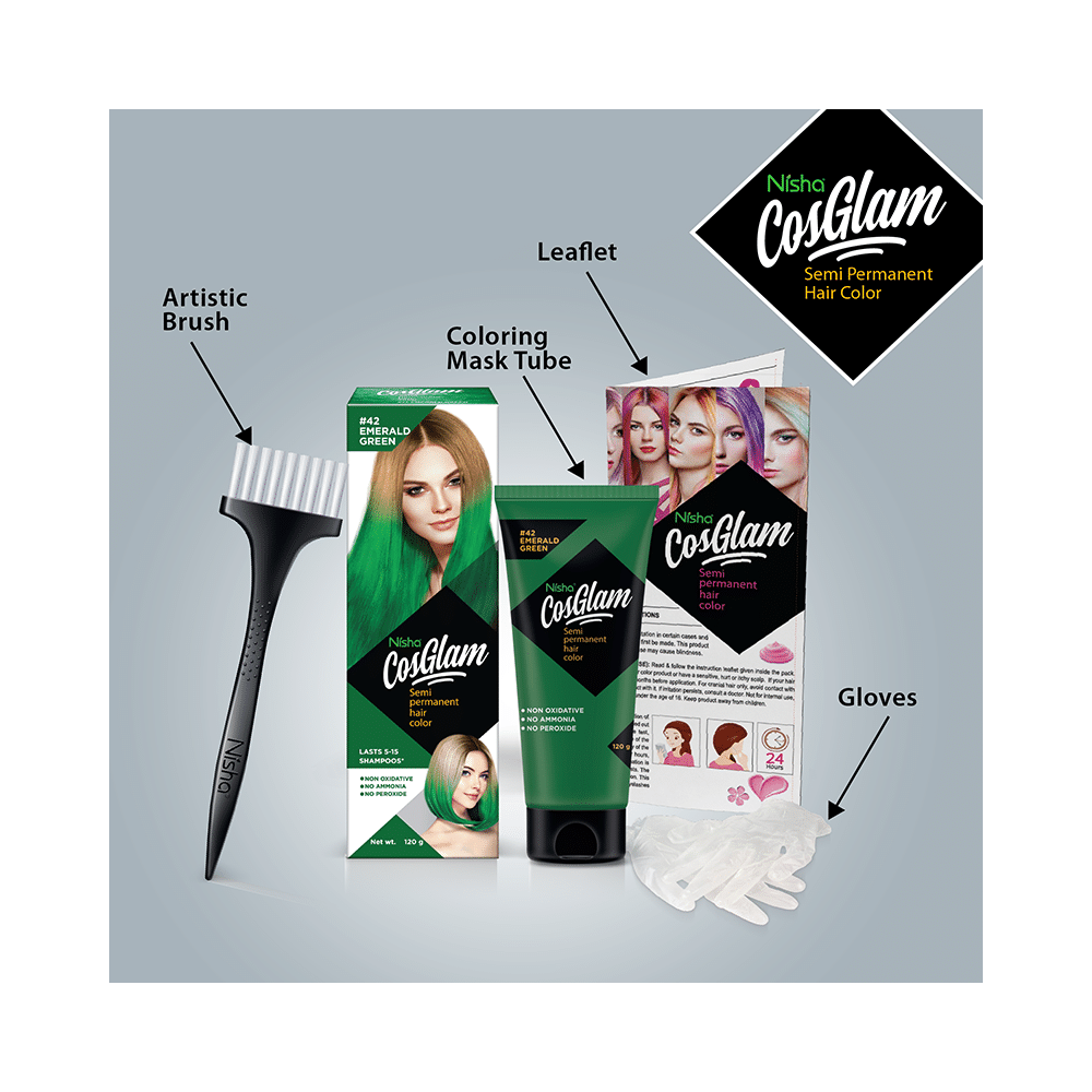 Nisha Cosglam Semi Permanent Hair Color Emerald Green - Image 9