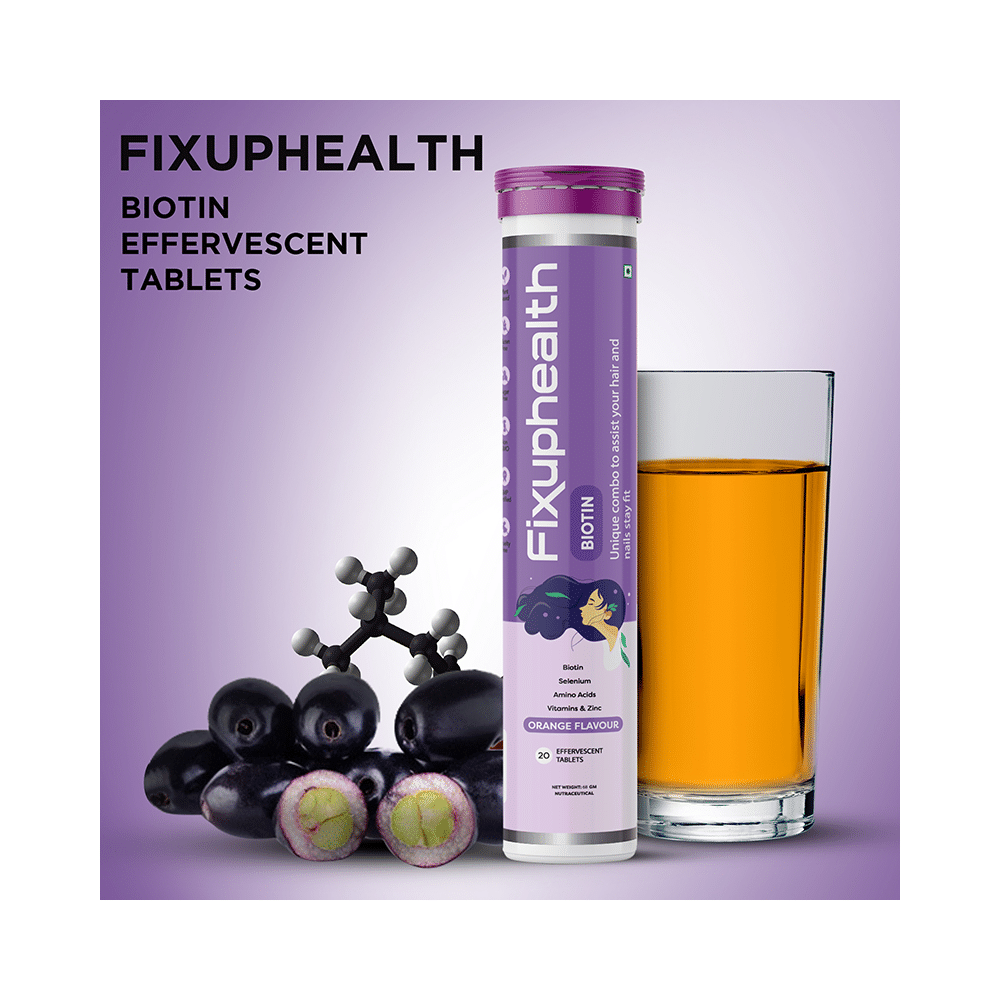 Combo Pack of Fixuphealth Biotin Effervescent Tablet Orange & Fixuphealth Calcium 500mg & Vitamin D3 Effervescent Tablet Orange (20 Each) - Image 5