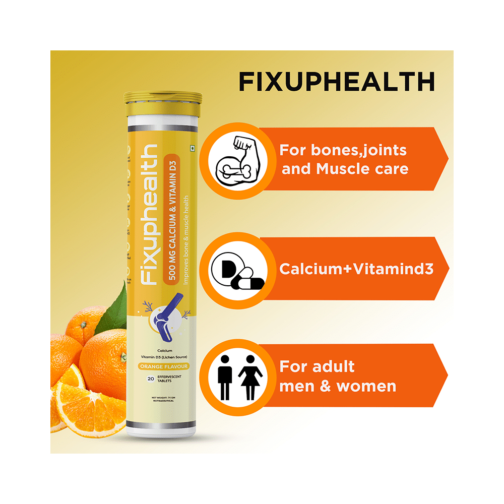 Combo Pack of Fixuphealth Biotin Effervescent Tablet Orange & Fixuphealth Calcium 500mg & Vitamin D3 Effervescent Tablet Orange (20 Each) - Image 11