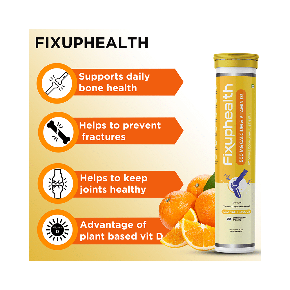 Combo Pack of Fixuphealth Biotin Effervescent Tablet Orange & Fixuphealth Calcium 500mg & Vitamin D3 Effervescent Tablet Orange (20 Each) - Image 12
