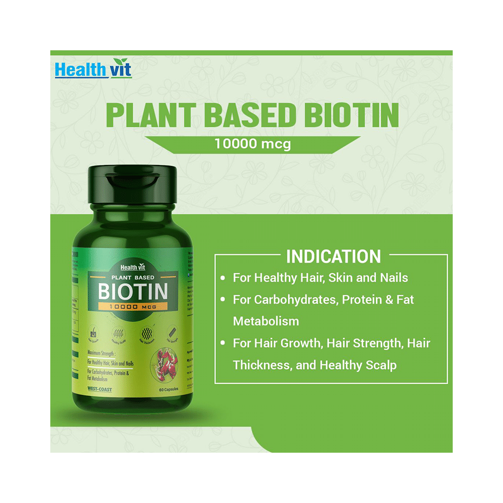 HealthVit Plant Based Biotin 10000mcg Capsule - Image 3