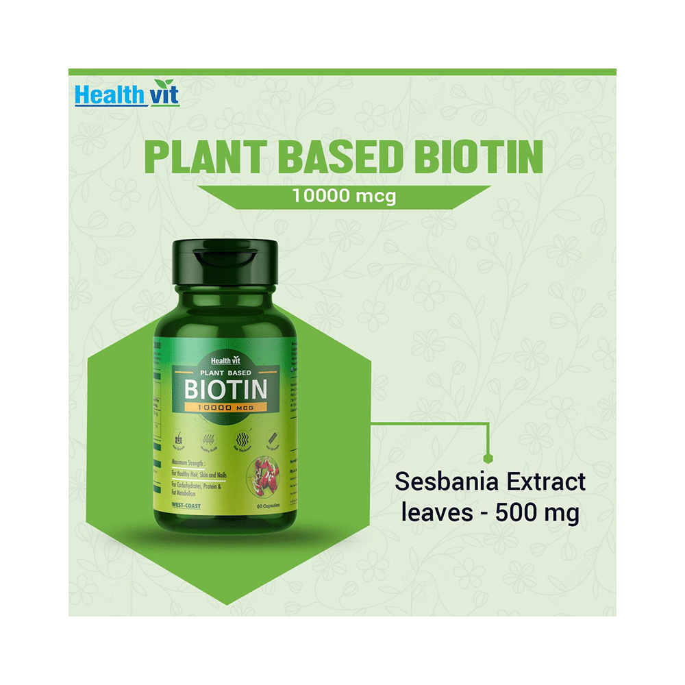 HealthVit Plant Based Biotin 10000mcg Capsule - Image 2