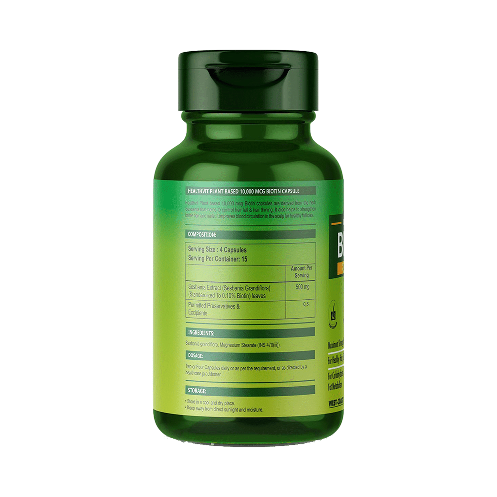 HealthVit Plant Based Biotin 10000mcg Capsule - Image 5