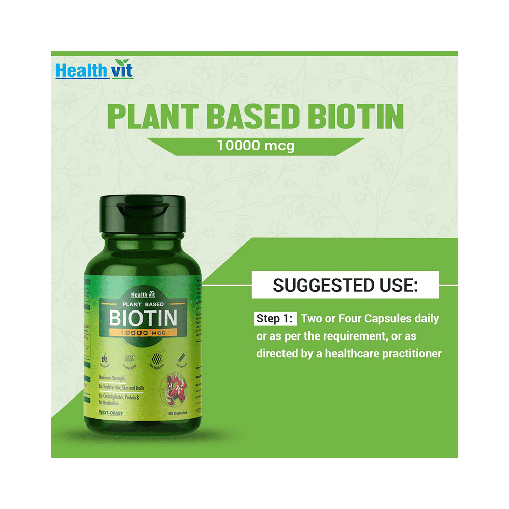 HealthVit Plant Based Biotin 10000mcg Capsule - Image 4