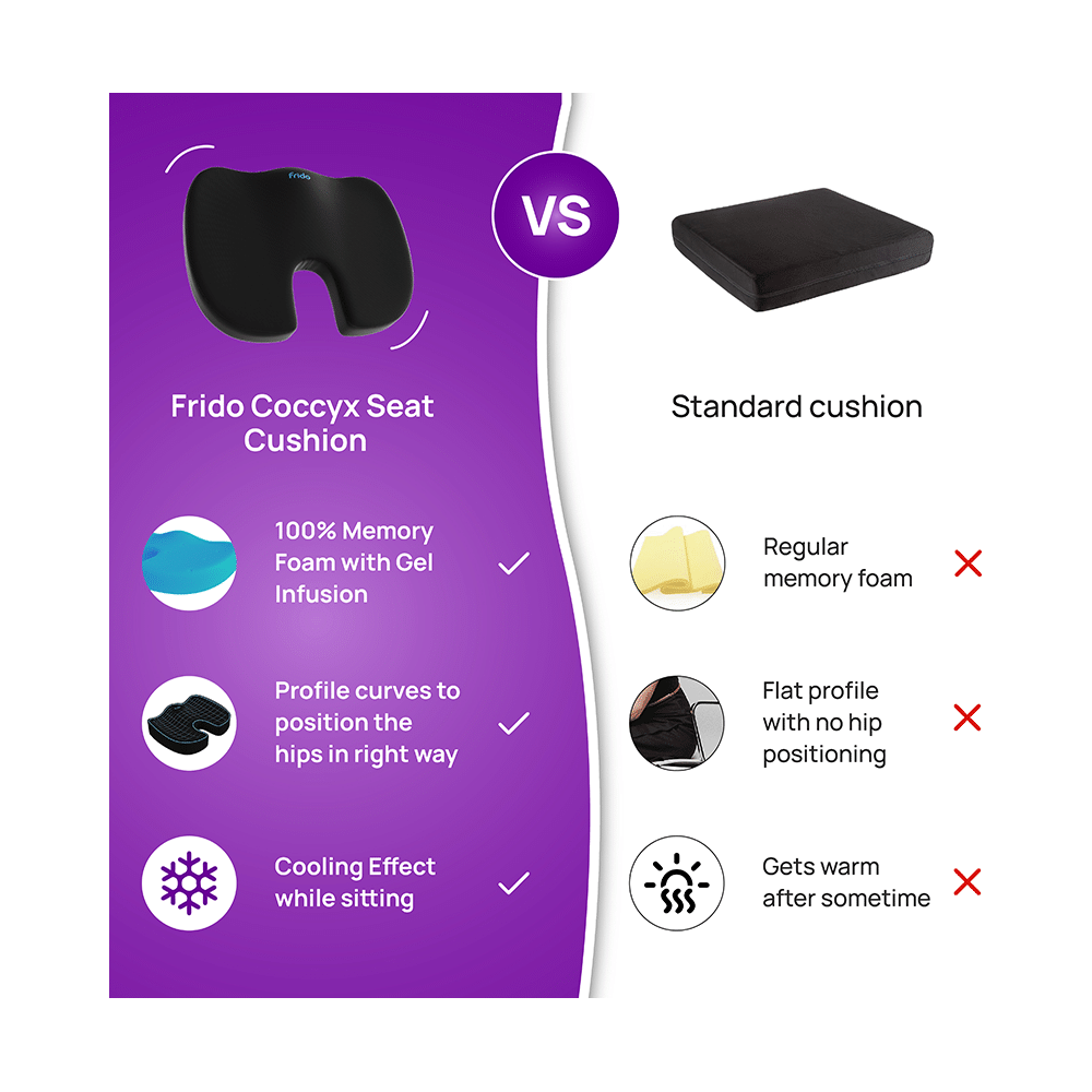 Frido Ultimate Coccyx Seat Cushion with Cooling Effect & Memory Foam Large - Image 6