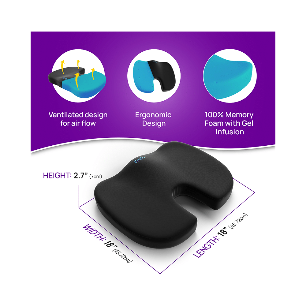 Frido Ultimate Coccyx Seat Cushion with Cooling Effect & Memory Foam Large - Image 5