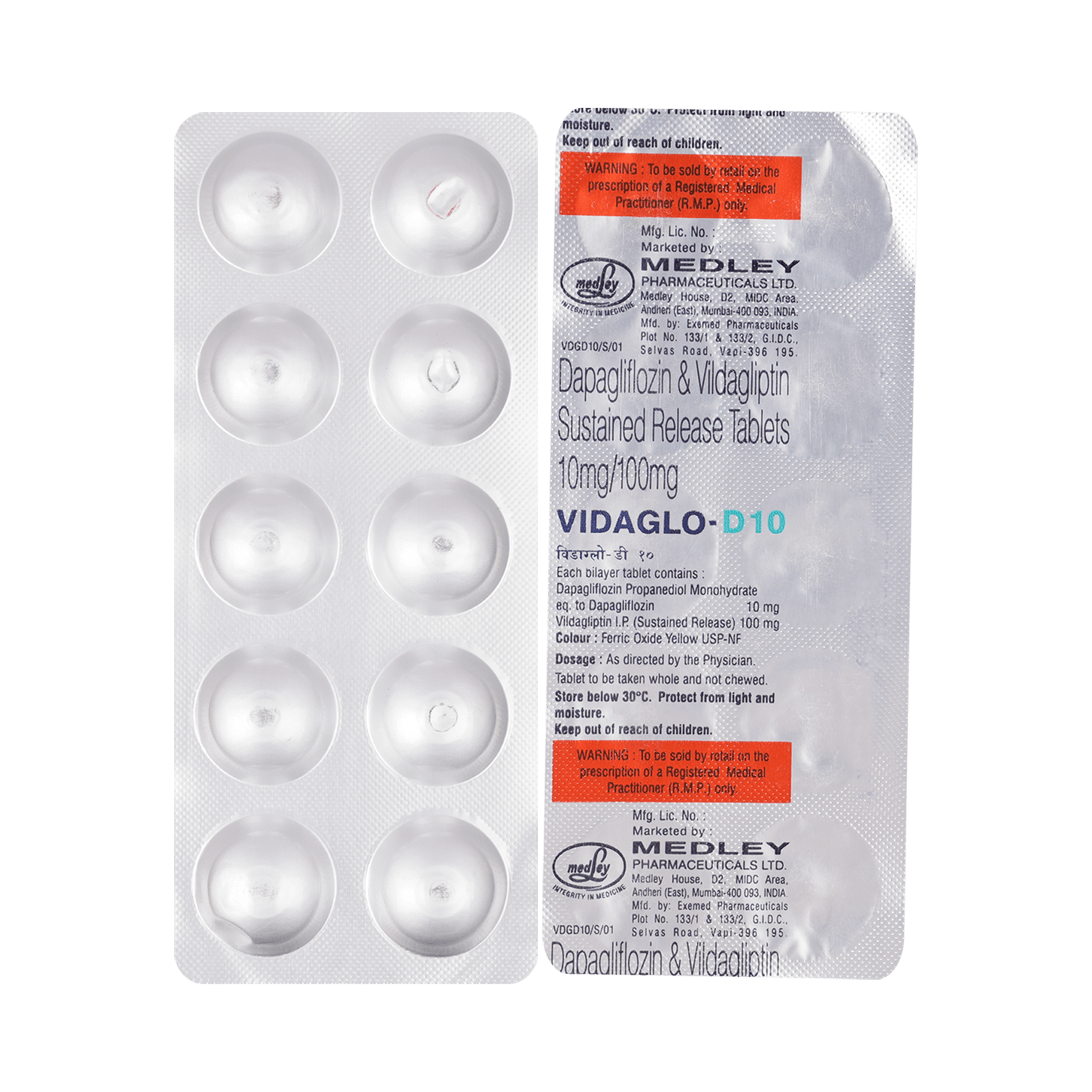 Vildaglo D 10mg/100mg Tablet - Image 1