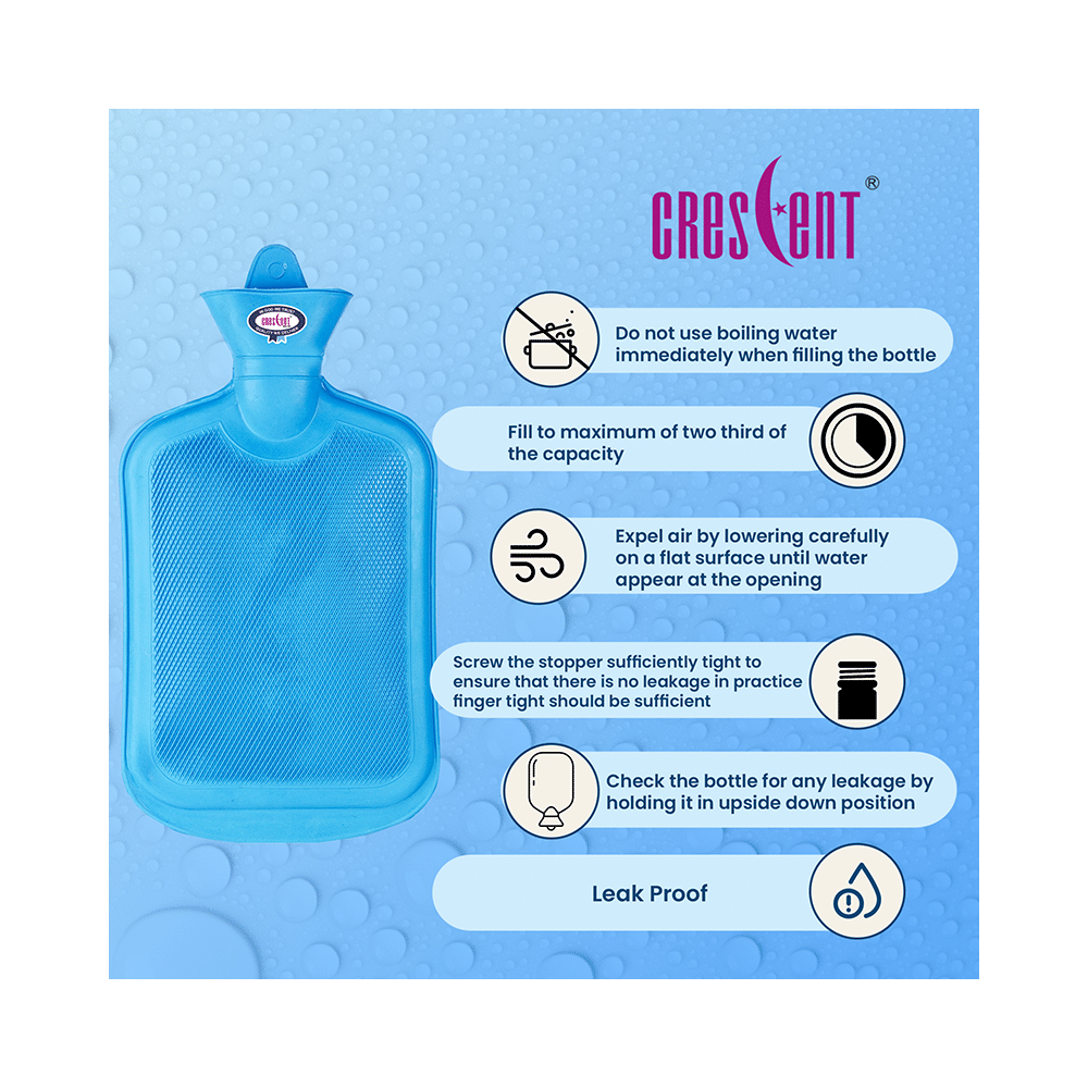 Crescent Non-Electric Rubber Hot Water Bag Blue - Image 4
