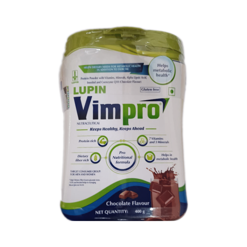 Vimpro Protein with ALA, Inositol & Coenzyme Q10 | Gluten Free | Flavour Chocolate Powder