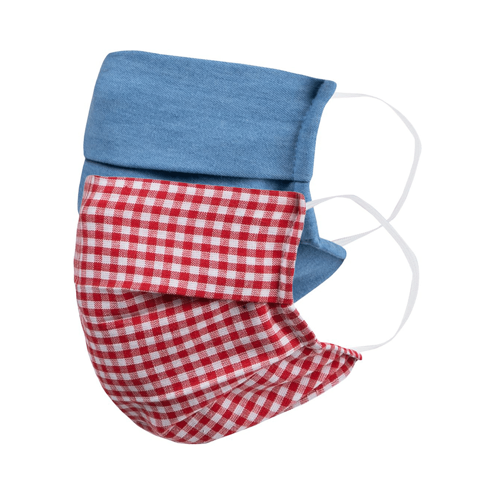 Faballey 2 Ply Pleated Resusable Mask Set Preppy