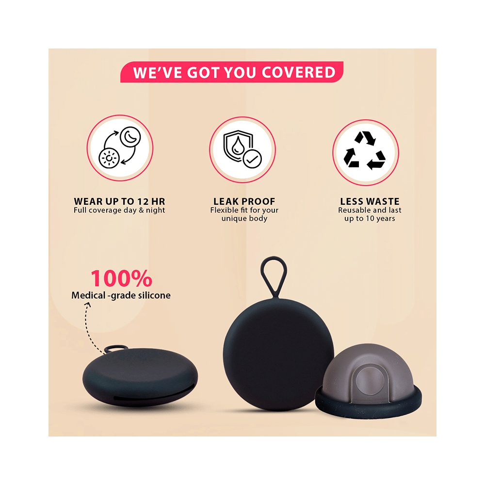 MYKI Silicon Menstrual Disc with Clutch Black Small - Image 3