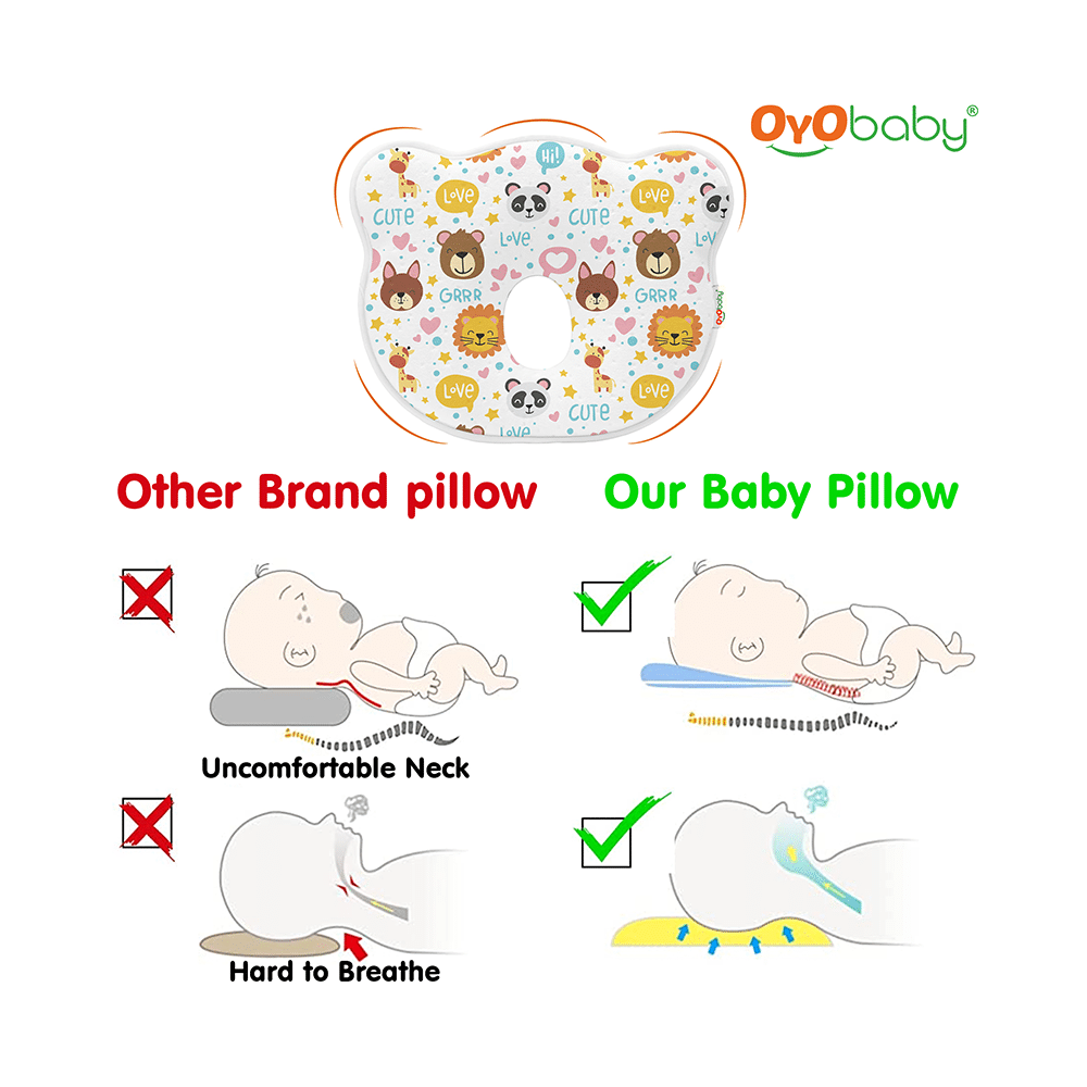 Oyo Baby Memory Foam Baby Head Shaping Pillow Animal Print - Image 3