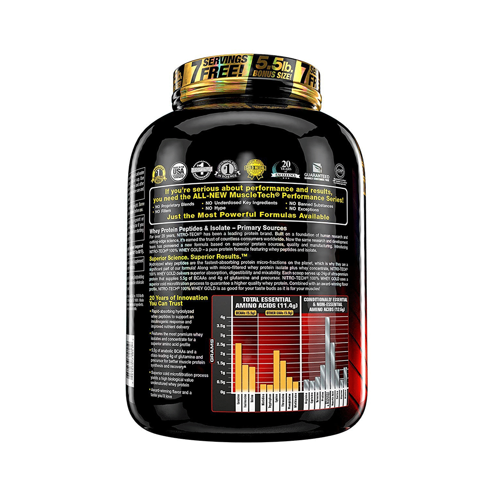 Muscletech Performance Series Nitro Tech 100% Whey Gold Whey Protein Peptides & Isolate French Vanilla Creme - Image 3