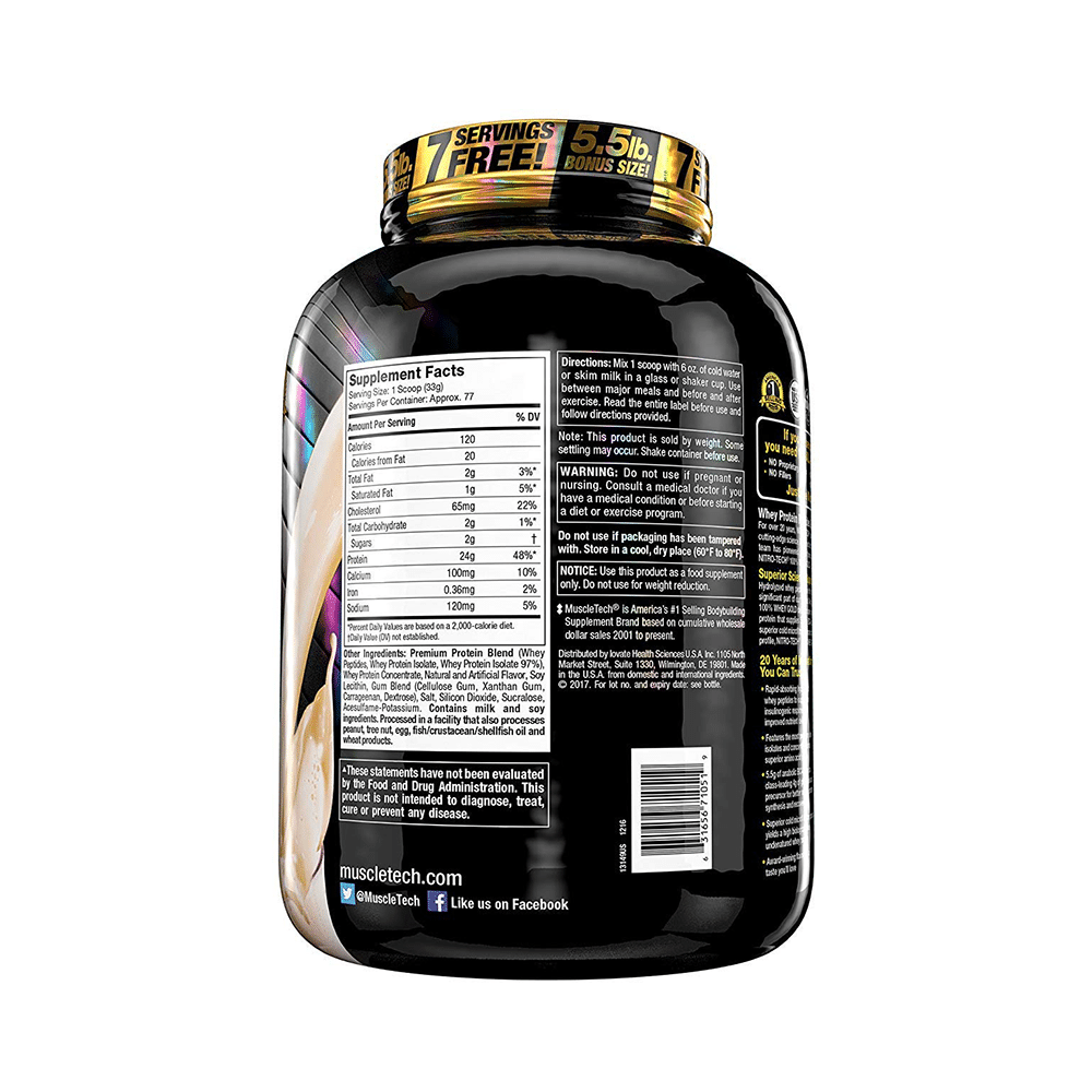 Muscletech Performance Series Nitro Tech 100% Whey Gold Whey Protein Peptides & Isolate French Vanilla Creme - Image 2