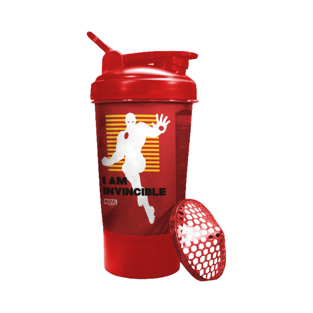 Powermax Fitness Protein Shaker Bottle with Single Storage Red - Image 1