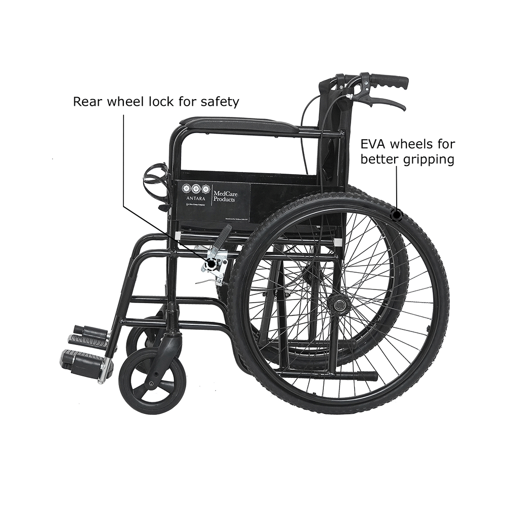 Antara Wheel Assist Pro Wheelchair Black - Image 3