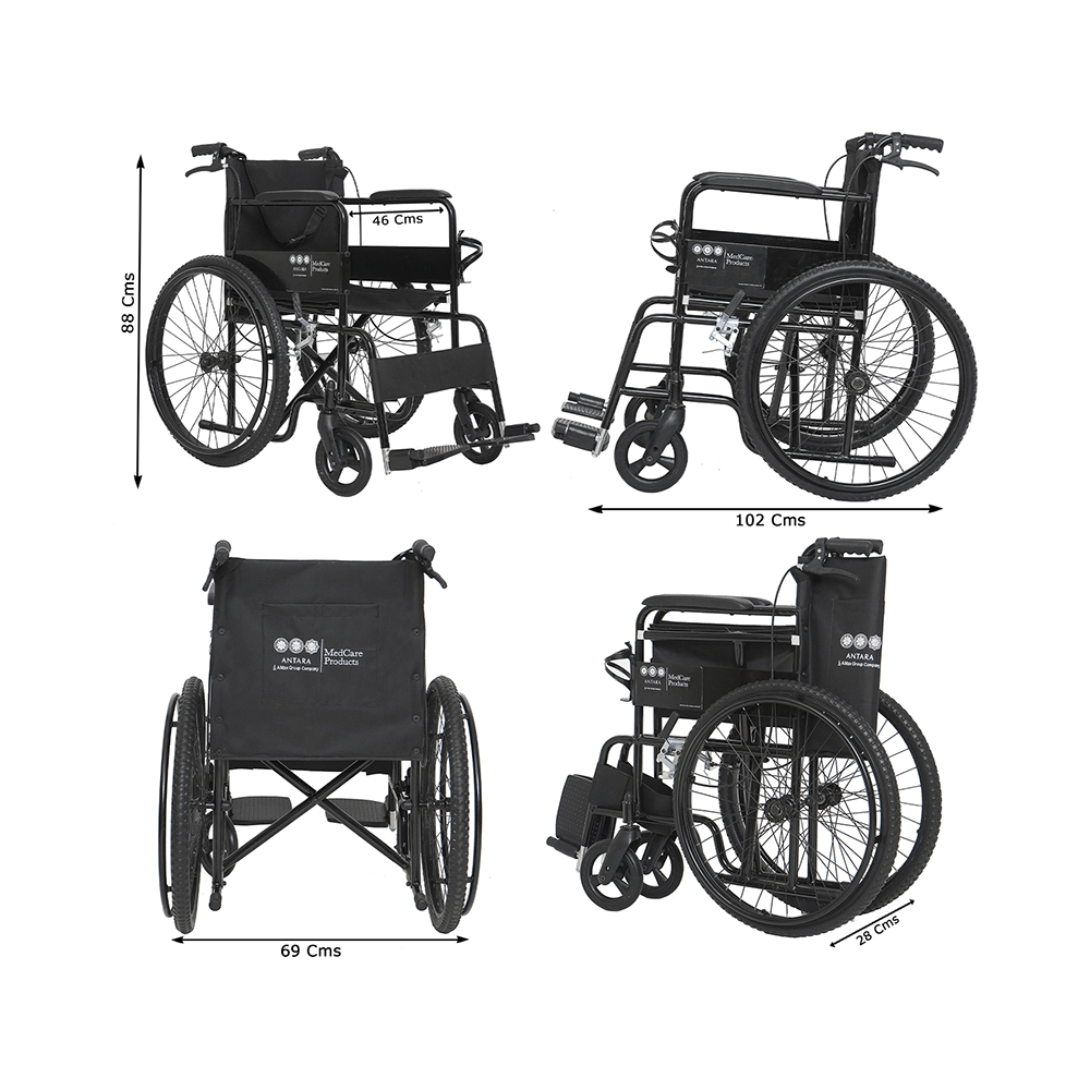 Antara Wheel Assist Pro Wheelchair Black - Image 5