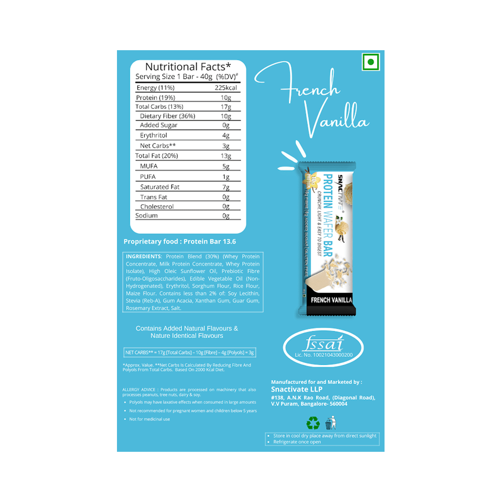 Snactivate Protein Wafer Bar (40gm Each) French Vanilla - Image 3