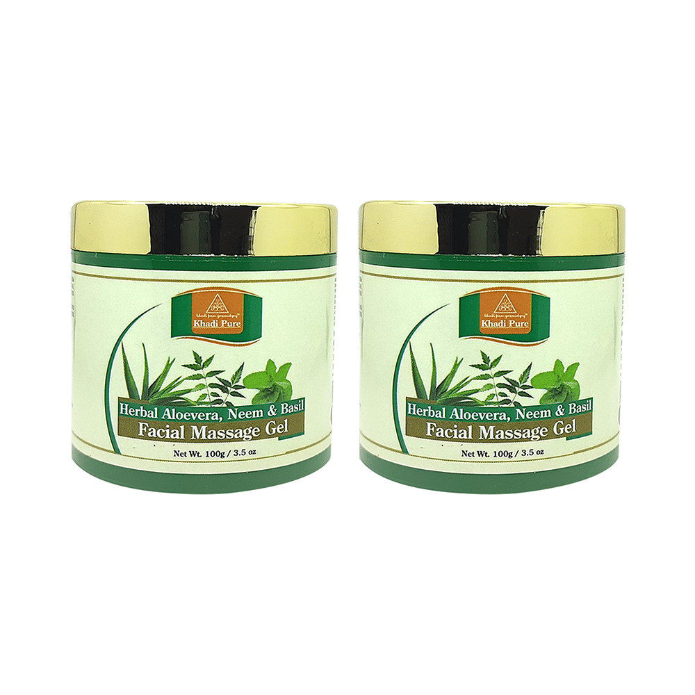 Khadi Pure Herbal Aloevera, Neem & Basil Facial Massage Gel (100gm Each)