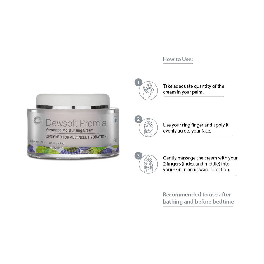 Dewsoft Premia Advanced Moisturising Cream | Non-Comedogenic & Paraben Free Face Care Product | Dermatologically Tested | Derma Care | For Advanced Hydration - Image 7