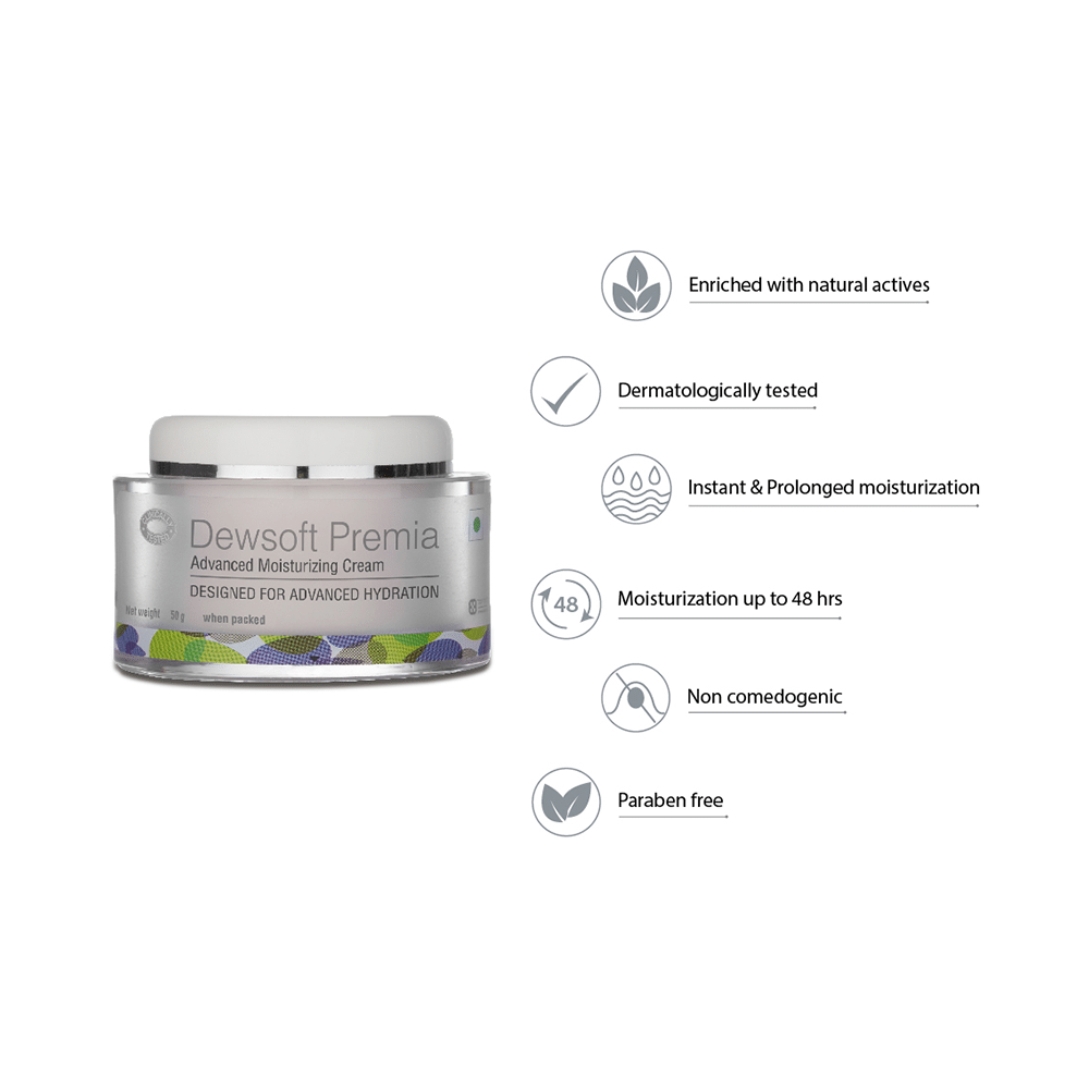 Dewsoft Premia Advanced Moisturising Cream | Non-Comedogenic & Paraben Free Face Care Product | Dermatologically Tested | Derma Care | For Advanced Hydration - Image 6