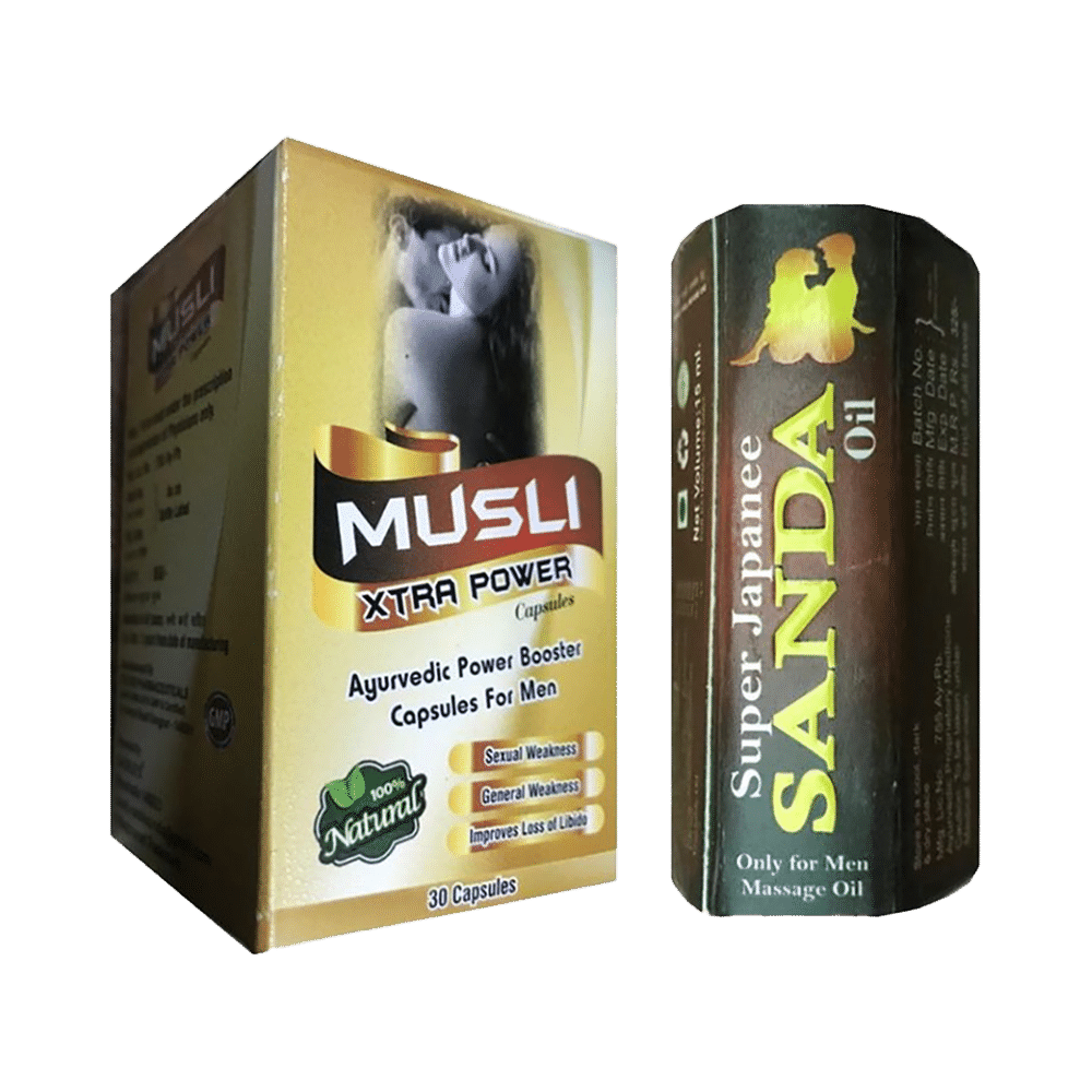 Cackle's Combo Pack of Super Japanee Sanda Oil 15ml & Musli Xtra Power 30 Capsule