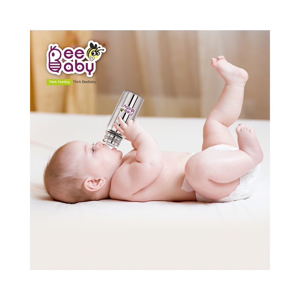 BeeBaby  2 in 1 Ultimate Stainless Steel Infant Baby Feeding Bottle with Anti Colic Nipple & Silicone Sippy Spout 4 Months + - Image 6