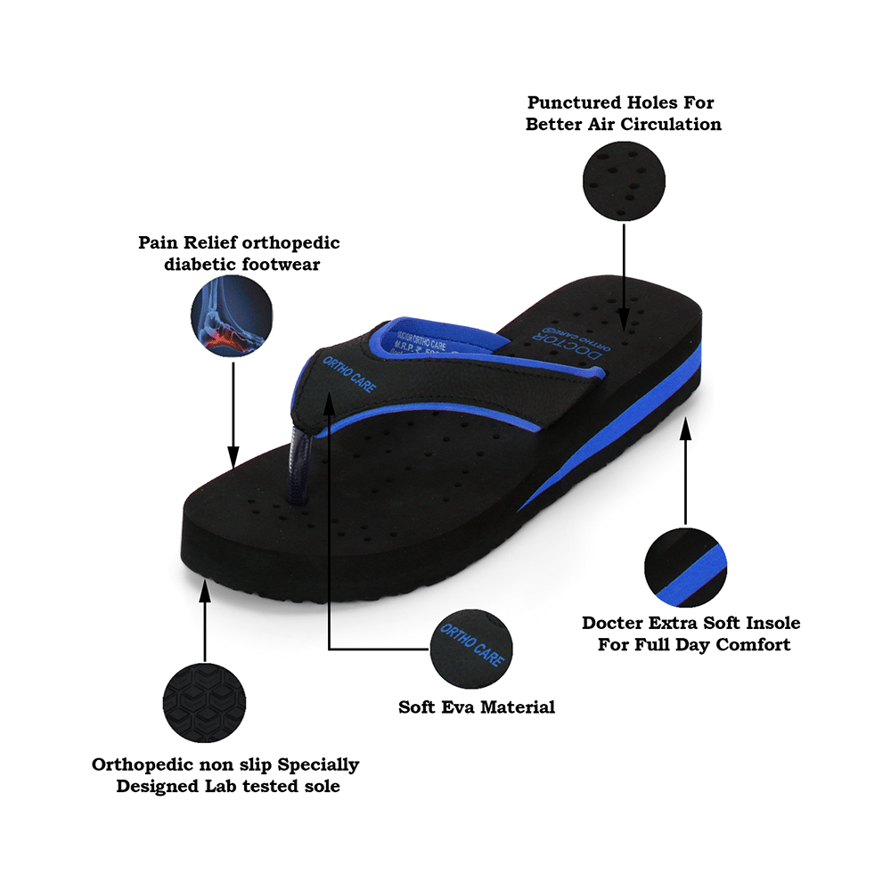 Doctor Extra Soft Orthopaedic Diabetic Pregnancy Comfort Flat Flipflops Slippers For Women 4UK BK Blue - Image 2