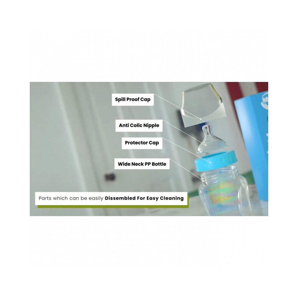 R for Rabbit First Feed Polypropylin Light Blue Feeding Bottle - Image 2