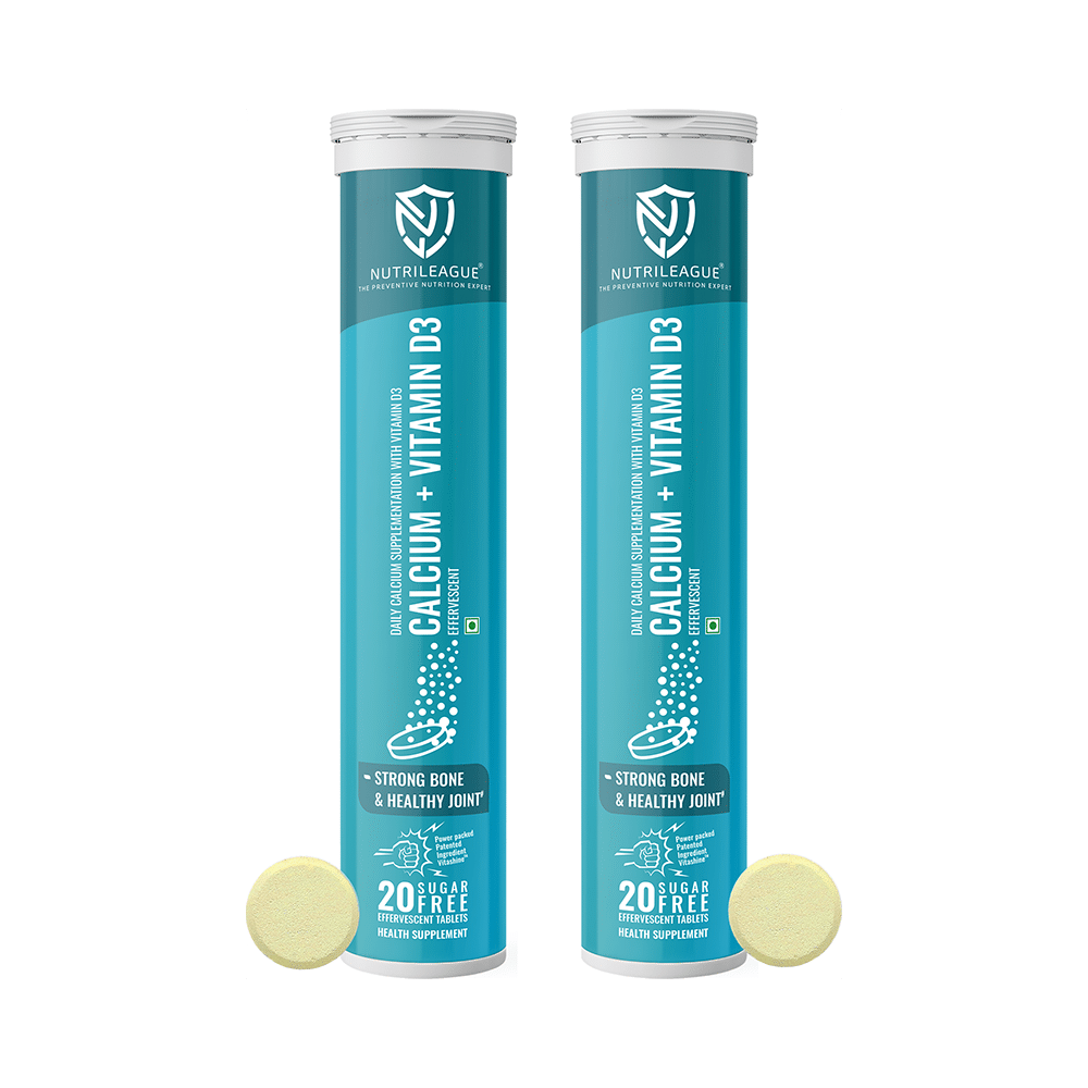 Nutrileague Calcium + Vitamin D3 Effervescent Tablet for Strong Bone & Healthy Joints (20 Each) - Image 1