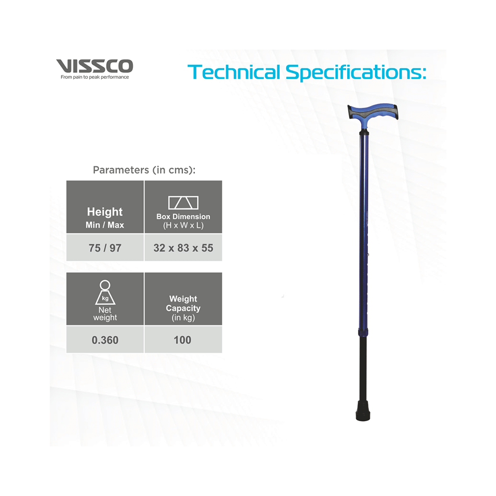 Vissco 2911 Vissco Avanti Plus T Shape Aluminum Single Stick Universal - Image 3